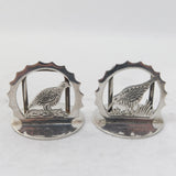 Pair Sterling Silver Shooting Interest Menu Holders 1985 London Vintage