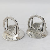 Pair Sterling Silver Shooting Interest Menu Holders 1985 London Vintage