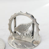 Pair Sterling Silver Shooting Interest Menu Holders 1985 London Vintage