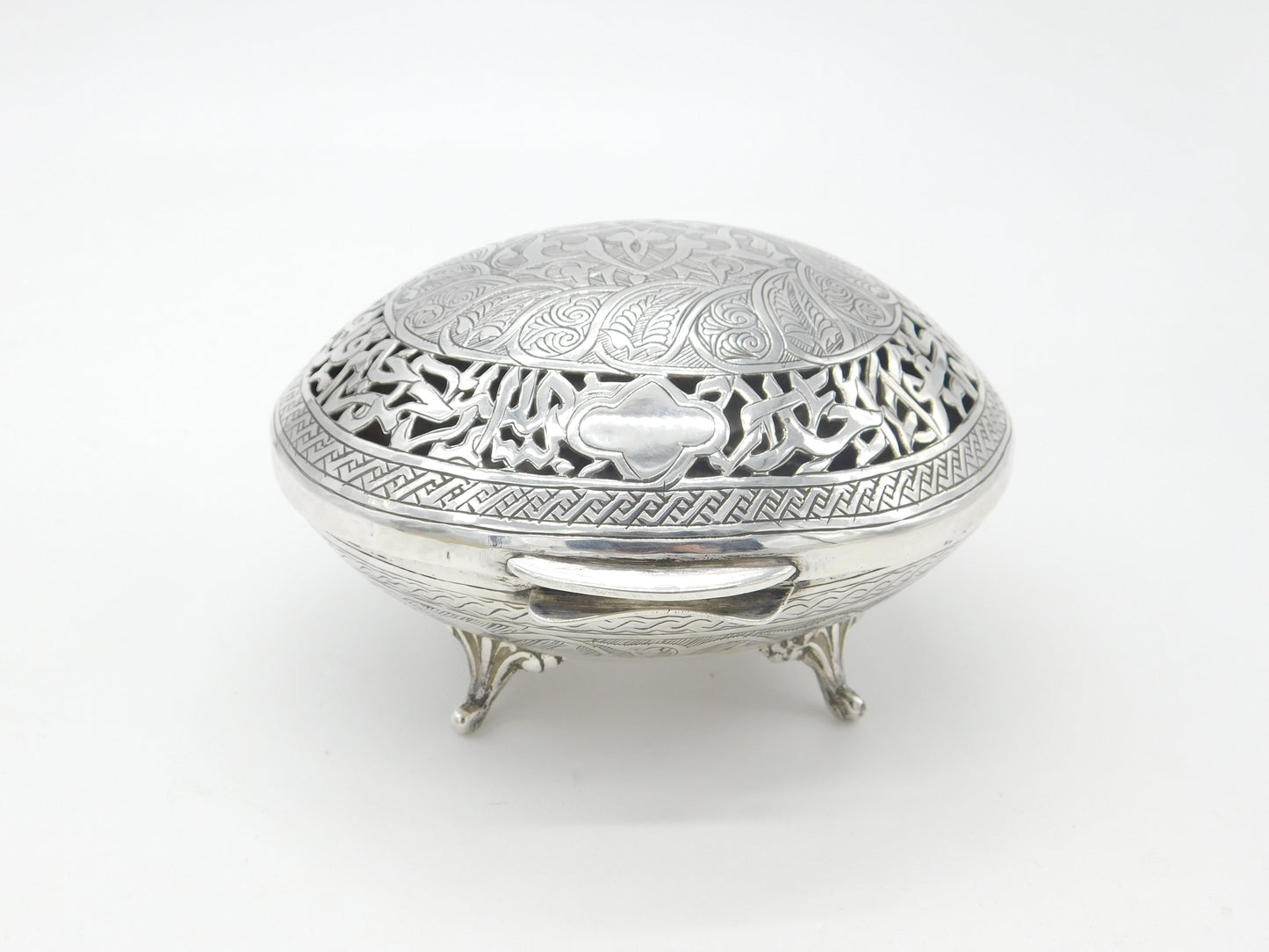 Egyptian Sterling Silver 'Cricket Box' or Treat Dish Antique c1900 Victorian