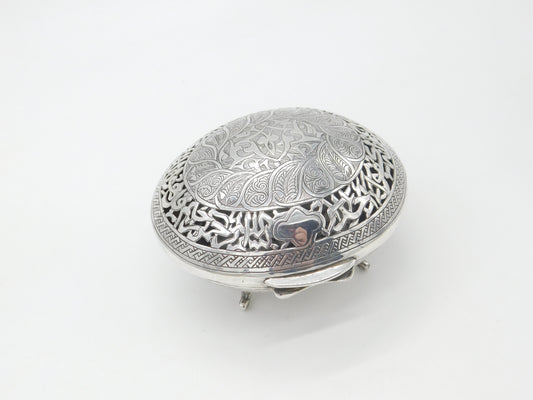 Egyptian Sterling Silver 'Cricket Box' or Treat Dish Antique c1900 Victorian