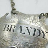 Sandylands Drinkwater George II Sterling Silver Brandy Decanter Label Antique