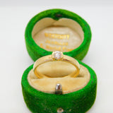 14ct Yellow Gold 0.1ct Cushion Cut Diamond Solitaire Ring Vintage c1970