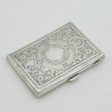 Victorian Sterling Silver Floral Pattern Card Case Antique 1898 Birmingham