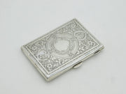 Victorian Sterling Silver Floral Pattern Card Case Antique 1898 Birmingham