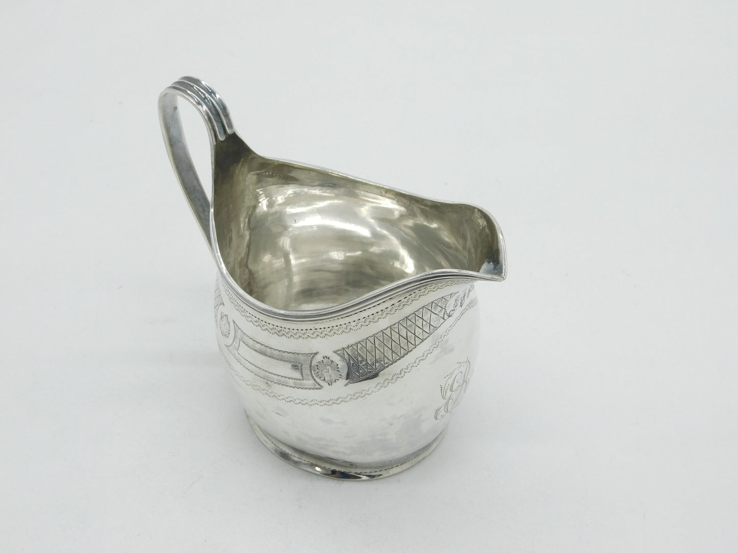 Georgian Sterling Silver Floral Bright Cut Cream Jug 1806 London Antique