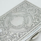 Victorian Sterling Silver Floral Pattern Card Case Antique 1898 Birmingham