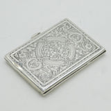 Victorian Sterling Silver Floral Pattern Card Case Antique 1898 Birmingham