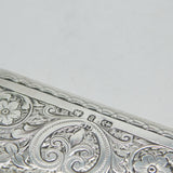 Victorian Sterling Silver Floral Pattern Card Case Antique 1898 Birmingham