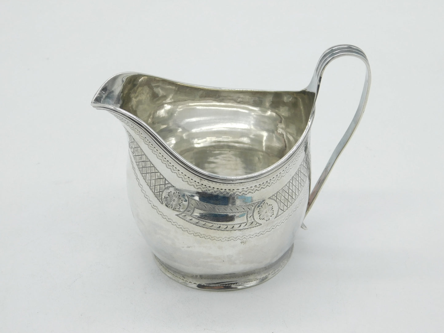 Georgian Sterling Silver Floral Bright Cut Cream Jug 1806 London Antique