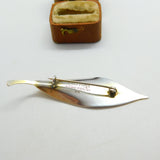 David Andersen Norway Sterling Silver Orange Enamel Leaf Brooch c1930 Antique