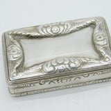 George IV Sterling Silver Floral Pattern Snuff Box Antique 1827 Birmingham