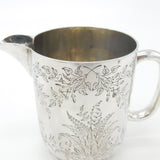 Victorian Sterling Silver Fern Pattern Milk Jug Antique 1878 London Henry Lias