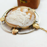 Victorian 9ct Gold & Sterling Silver Art Nouveau Cameo Brooch c1880 Antique