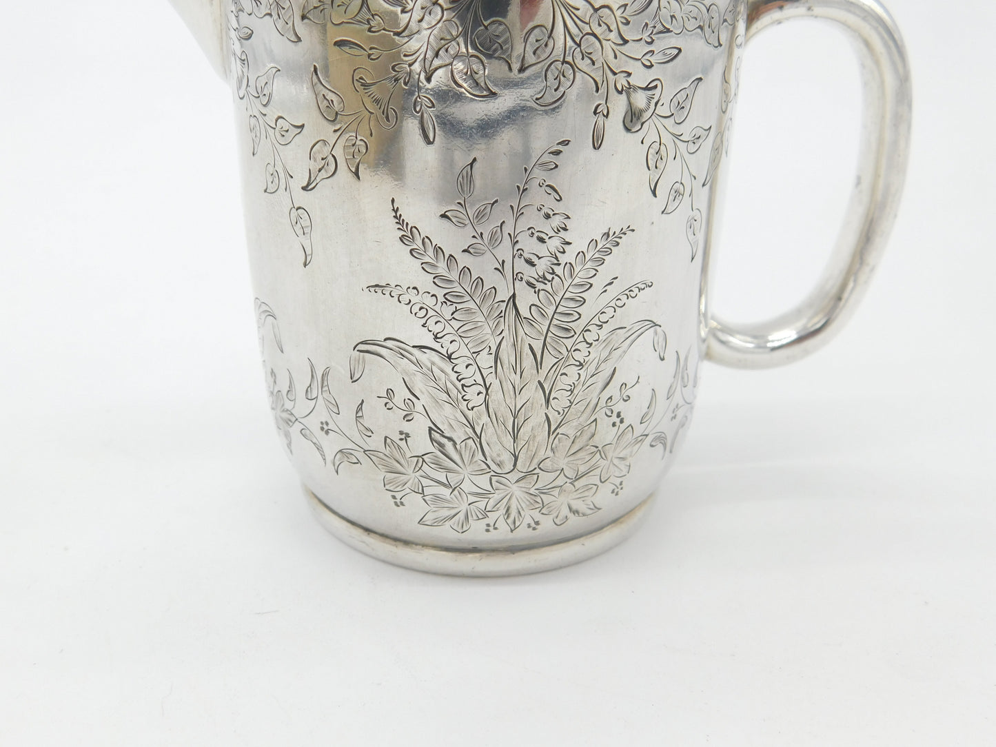 Victorian Sterling Silver Fern Pattern Milk Jug Antique 1878 London Henry Lias