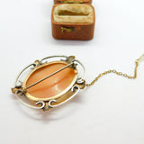 Victorian 9ct Gold & Sterling Silver Art Nouveau Cameo Brooch c1880 Antique