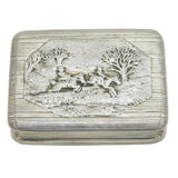 George III Sterling Silver Fox Hunting Scene Snuff Box Antique 1808 London