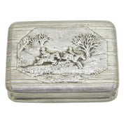 George III Sterling Silver Fox Hunting Scene Snuff Box Antique 1808 London