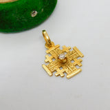 18ct Yellow Gold & 0.1ct Diamond Jerusalem Cross Pendant Vintage c1960