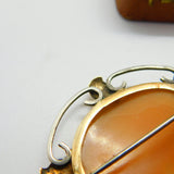 Victorian 9ct Gold & Sterling Silver Art Nouveau Cameo Brooch c1880 Antique