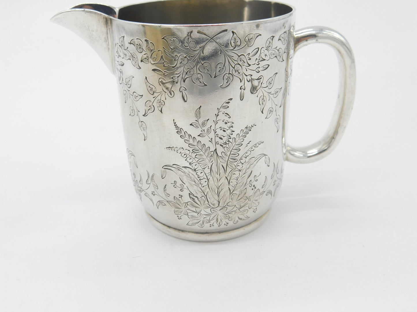 Victorian Sterling Silver Fern Pattern Milk Jug Antique 1878 London Henry Lias