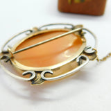 Victorian 9ct Gold & Sterling Silver Art Nouveau Cameo Brooch c1880 Antique
