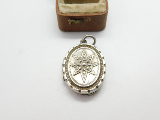 Adie & Lovekin Victorian Sterling Silver Starburst Locket 1896 Birmingham