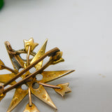 Edwardian 9ct Yellow Gold Seed Pearl Starburst Lavalier Drop Pendant Antique c1910