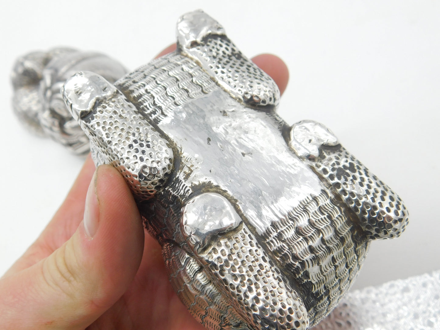 Large Cambodian Sterling Silver Betel Nut Box Dragon Form Antique c1930 Deco