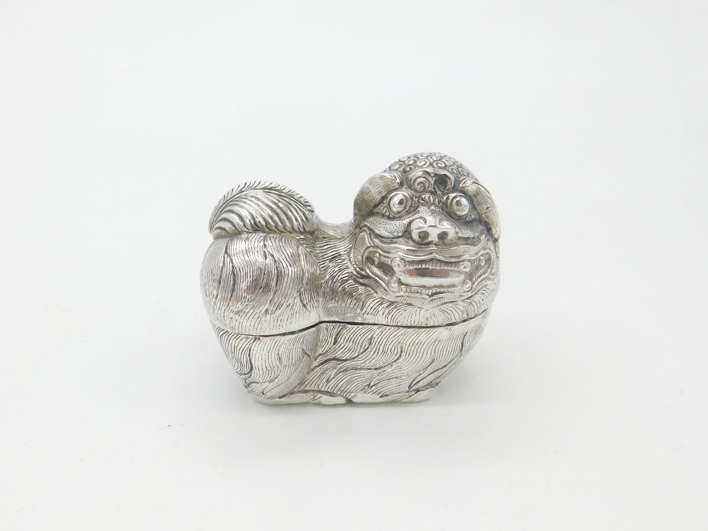 Cambodian Sterling Silver Betel Nut Box Classical Dragon Form Antique c1930 Deco