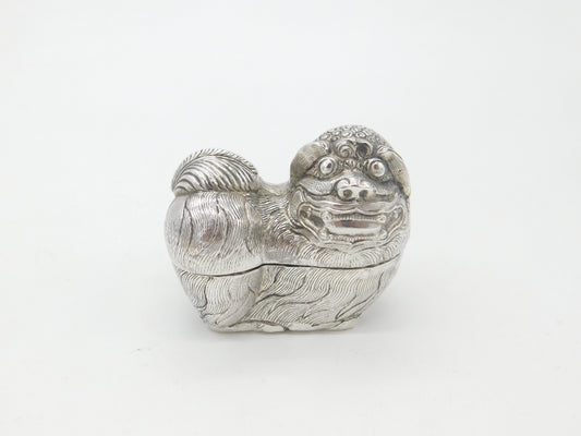 Cambodian Sterling Silver Betel Nut Box Classical Dragon Form Antique c1930 Deco