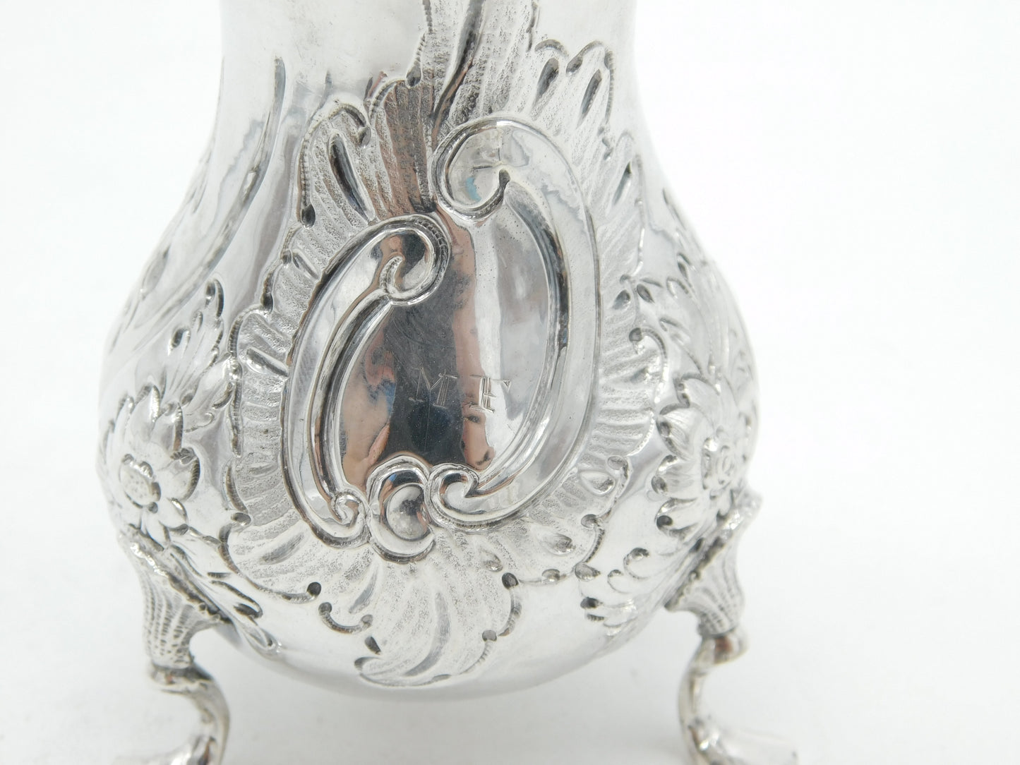 Early Georgian Sterling Silver Floral Baluster Cream Jug Antique 1763 London