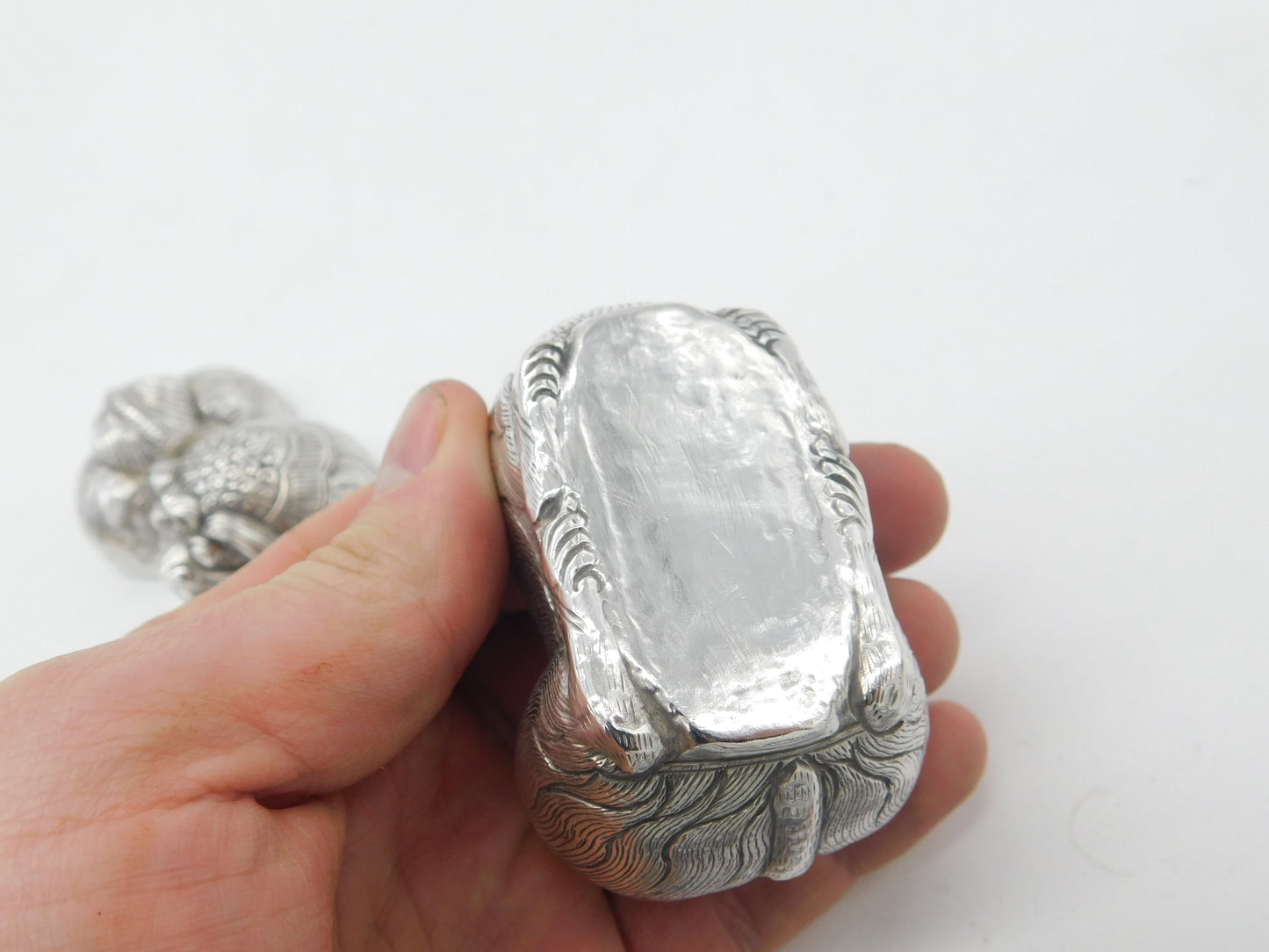 Cambodian Sterling Silver Betel Nut Box Classical Dragon Form Antique c1930 Deco