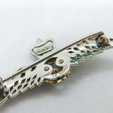 9ct White Gold, Old-Cut Diamond & Enamel RAF Sweetheart Brooch 1956 Vintage