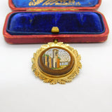Regency Grand Tour 15ct Gold & Goldstone Set Micro Mosaic Locket Brooch c1830