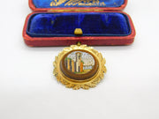 Regency Grand Tour 15ct Gold & Goldstone Set Micro Mosaic Locket Brooch c1830