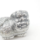 Cambodian Sterling Silver Betel Nut Box Classical Dragon Form Antique c1930 Deco