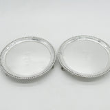 Pair Georgian Sterling Silver Heraldic Crested Salver Dishes London 1803 Antique