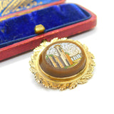 Regency Grand Tour 15ct Gold & Goldstone Set Micro Mosaic Locket Brooch c1830