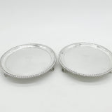 Pair Georgian Sterling Silver Heraldic Crested Salver Dishes London 1803 Antique
