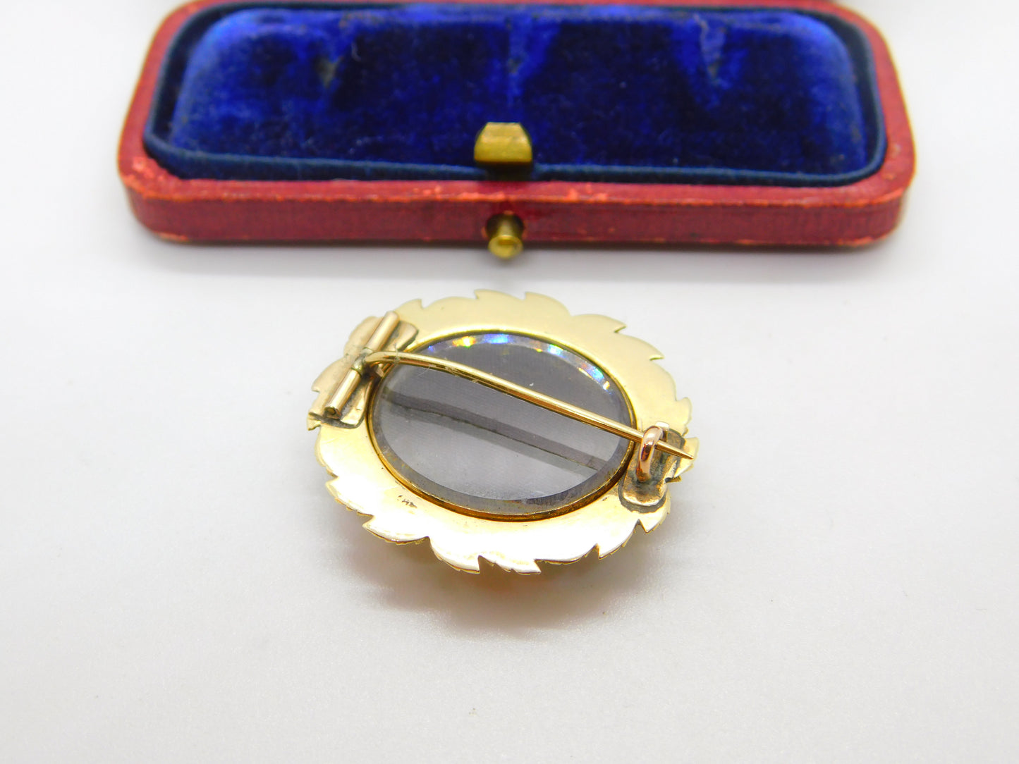 Regency Grand Tour 15ct Gold & Goldstone Set Micro Mosaic Locket Brooch c1830