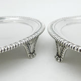 Pair Georgian Sterling Silver Heraldic Crested Salver Dishes London 1803 Antique
