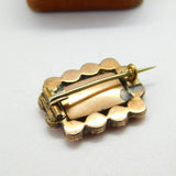 Georgian 9ct Gold, Carved Red Coral, Seed Pearl & Hair Set Mourning Brooch c1820