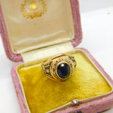 American 10ct Gold & Sapphire Paste St Mary High School Graduation Ring Class of 1965