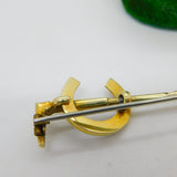 Victorian French 18ct Yellow Gold Blue Enamel Stock Pin Crop Brooch Antique