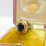 American 10ct Gold & Sapphire Paste St Mary High School Graduation Ring Class of 1965