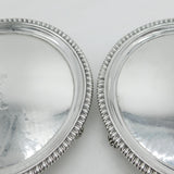 Pair Georgian Sterling Silver Heraldic Crested Salver Dishes London 1803 Antique