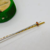 Victorian French 18ct Yellow Gold Blue Enamel Stock Pin Crop Brooch Antique