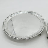 Pair Georgian Sterling Silver Heraldic Crested Salver Dishes London 1803 Antique