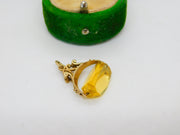 9ct Yellow Gold & Faceted Citrine Spinner Fob Pendant Vintage c1970